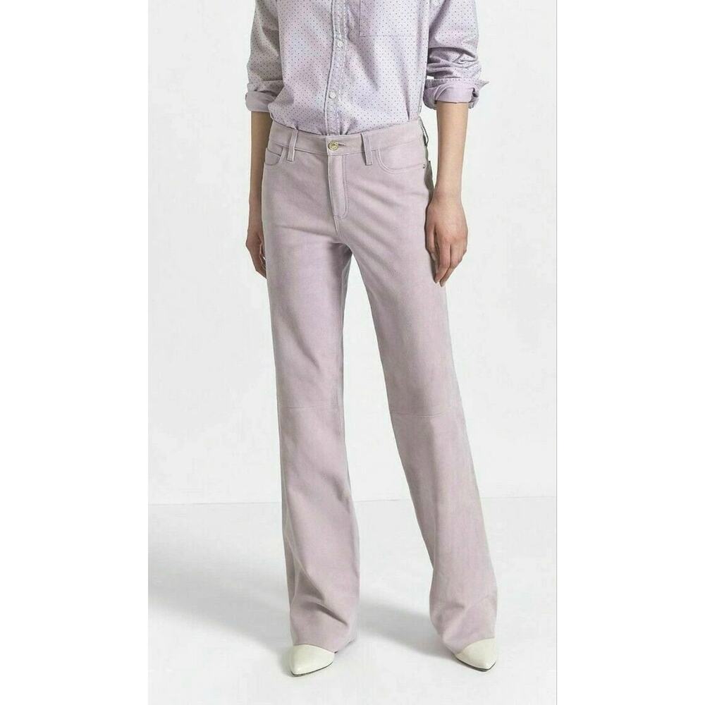 Current/Elliott Size 27 "The Jarvis" Leather Suede Flare Pants in Orchid Petal